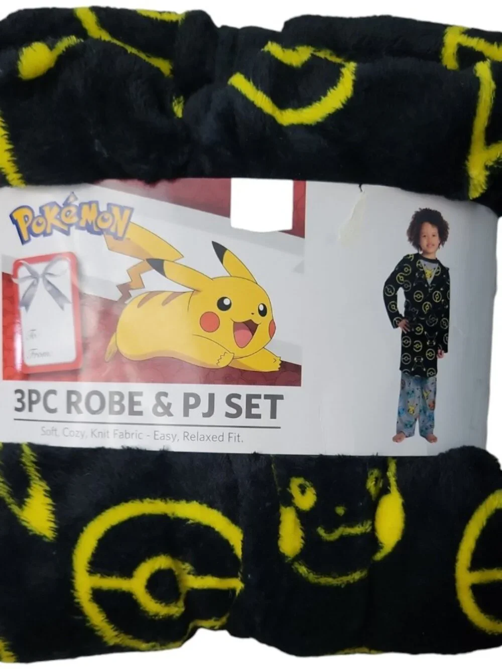 Pokemon Boy's 3-Piece Super Soft Hooded Robe & Pajama Set, Size 4 & 6 - New